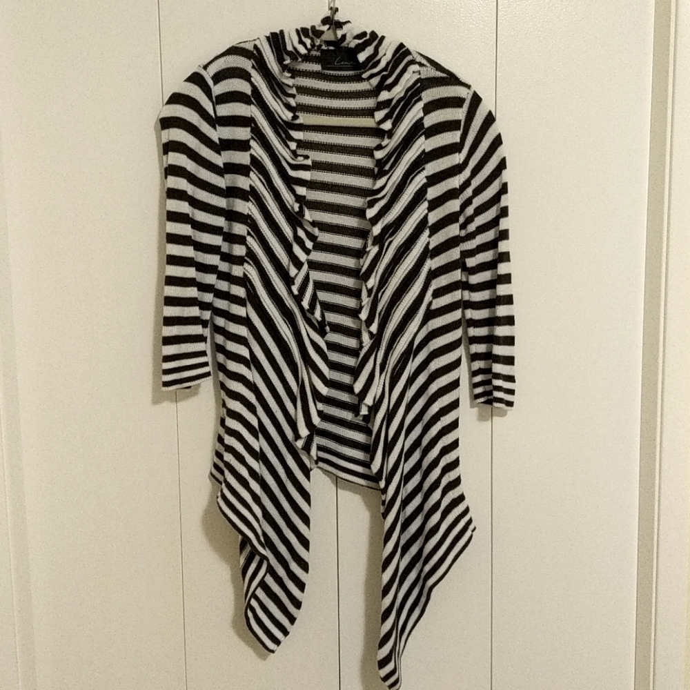 Navy and white striped cardigan